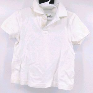 💙 JUMPING BEANS White Short Sleeved Polo Shirt 3T